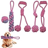 Hundespielzeug Seil mit Knoten Ball, 5 Stück Kauen Hundespielzeug Set für Kleine Hunde/ Mittlere, Welpenspielzeug Hunde Intelligenz Spielzeug für Welpe kleine mittel große Hunde