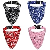 Fingertoys 4 Stück Hundehalstuch, Hundehalsband Kühlend Hundeschal, Halsdreiecke Hundehalstücher, Hunde Bandana Kopftücher, Einstellbare Hund Halstuch für Kleine Mittel Hunde und Katzen