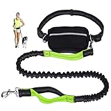 Premium Hundeleine zum Laufen Spazieren, Dual Griffe Joggingleine mit Reflektierende Nähte und kotbeutelspender, Hundeführleine mit verstellbar für große Hunde geeignet,Freihändig und Stoßdämpfende