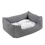 FEANDREA Kleines Hundebett mit Wendekissen und Anti-Rutschboden, Außenmaße: 60 x 50 x 20 cm, PGW22G