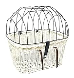 Tigana - Fahrradkorb aus Weide mit Gitter und Kissen für Lenker Weiß (Lenker 45 x 33 cm - (W-S))