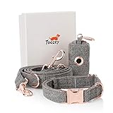 Toozey Hundeleine (2m) + Hundehalsband + Beutelspender im Set, Verstellbar Hundehalsband und Leine Set für Kleine Hund bis Große Hunde, Außergewöhnlich Edel und Elegant