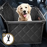 Looxmeer Hunde Autositz für Kleine Mittlere Hunde, Hundesitz Auto Autositzbezug mit Sicherheitsgurt und Verstärkter Wände für Rückbank, Wasserdicht & Reißfest, Hundedecke für Rücksitzschutz, Schwarz