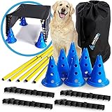 AMAZINGs Agility Set Hunde - Hürden mit Tunnel, kleine bis große Hunde | Hundetraining Zubehör, Cavaletti, Parcour, Steckhürdenset, Hindernisse, Slalomstangen, Hundetraining und Erziehungshilfe