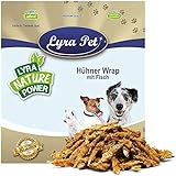 Lyra Pet® 1 kg Hühner Wrap mit Fisch Hundefutter Snack fettarm schonend getrocknet Leckerli Kausnack Kauartikel für Hunde Kauspaß