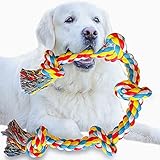 92CM XXL Großer Kauen Hundespielzeug for Aggressive Chewers,Robustes Hundeseilspielzeug für große Rassen Mittlere Hunde,5 Knoten unzerstörbares Baumwollseil for Tug of War- Teeth Cleaning