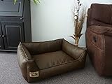 Hundebett Hundesofa Schlafplatz Kunstleder Similpelle 105 cm X 80 cm braun