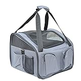 PawHut Hundetasche Auto Hundebox Transportbox Tragetasche Autositz Katze, 41 x 34 x 30 cm, Oxford Gewebe grau