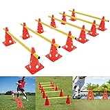 YRHome 6er Steckhürdenset Koordinationstraining Sports -12 Kegel + 6 Stangen Höhenverstellbar mit Löchern Agility Hürden Steckhürden Kinder Spiele Sport Stange: 100 cm, Mehrzweckkegel: 32 cm