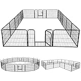 Yaheetech Welpenlaufstall Freigehege Welpenzaun Gehege Laufstall mit 2 Türen, aus 16 Panelen je Panel 80 x 60 cm Outdoor oder Indoor