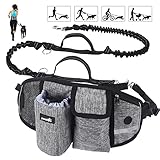 pecute Joggingleine Hunde mit Bauchgurt, Laufgürtel Hundleine für Große und Mittelgroße Hunde, Leine Hund mit Gürteltasche, Elastische Laufleine für Hunde, Dog Leash für Laufen, Joggen