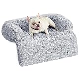 Feandrea FluffyHug Hundebett Plüsch, Hundedecke Sofa, Sofaschutz Hund, Hundekissen, Größe M, für kleine und mittelgroße Hunde, 80 x 75 x 16 cm, Ombré-Grau PGW221G01