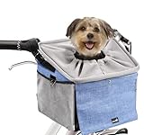 Pecute Haustier Fahrradtasche für hunde Katzen Fahrradkord Hundetasche Hundekorb Rucksack vorne Atmungsaktiv Netzfenster Faltbar für Kleine Mittlere Hunde und Katzen(6kg)