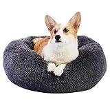 Toozey Hundebett Katzenbett Waschbar, Kuscheliges Donut Hundebett Rund, Kuschel Hundekissen Hundesofa für Welpe Kleine Mittleren Hunde und Katze, Rutschfester Boden, Grau, Ø 60cm/23.6in