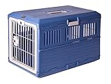 Iris Ohyama, Faltbare Transportbox / Transportkiste2 Öffnungen (Vorder- & Rückseite), Tragegriff, ausgezeichnete Luftzirkulationfür Katze & Hund max. 20 kg - Pet Carry FC-670, Blau