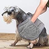 Hundetuch Mikrofaser Hundehandtuch Chenille mit Hand Taschen, Extra Saugfähig Haustie Handtücher Handtuch zum Schnelles Trocknen, Hundebademantel Handtuch für Katzen und Hunde, Maschine Waschbar