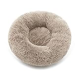luciphia Hundebett Katzebett Rund Plüsch Weich Bett für Haustier Donut Hundekissen Hundesofa Durchmesser 100cm Hellbraun