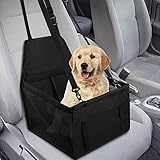 GeeRic Hunde Autositz für Kleine Mittlere Hunde Hochwertiger Auto Hundesitz für kleine bis mittlere Hunde - Verstärkte Wände und 3 Gurte - Wasserdichter Hundeautositz für Rück- und Vordersitz schwarz