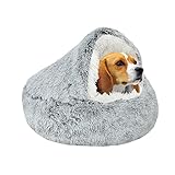 Beruhigendes Hundebett, Flauschiges Plüsch-Katzenbett, für große, mittelgroße und kleine Hunde, waschbar, Anti-Angst-Hundebett, kleines Katzenbett für Katzen im Innenbereich