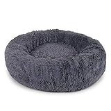 lionto Hundebett rund Hundekissen Hundesofa Katzenbett Donut (XL) 70 cm Ø Dunkelgrau