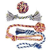 Ksnnrsng Hundespielzeug aus Seil für Zahnreinigung und Spielzeit - Tau Hund Spielzeug Welpen Zahnen Spielzeug - Seil Kauspielzeug Set für kleine und mittlere Hunde (4 Pack)