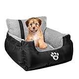 FRISTONE Hunde Autositz Kleine Hunde Sicherheit Hundsitz, Dackel Bulldogge Reisebett Erhöht Autositze, mit Clip-on-Sicherheitsleine und Lagerung Tasche, Schwarz