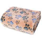 ALLISANDRO Hundedecke Flaushige Decke(100x80cm) Super Softe und Warme Katzendecke Schlafdeck Niedlicher Klauendruck L, Coffee