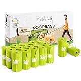 Rudelkönig Hundekotbeutel biologisch abbaubar - 300 auslaufsichere Kotbeutel für Hunde auf pflanzlicher Basis extra dick & reißfest - Nachfüllpack - 15 Beutel pro Rolle