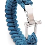 Universell einsetzbares Survival-Seil (kompakt zum Armband geflochten) aus reißfestem 'Parachute Cord' / 'Paracord' / '550 cord' (Kernmantel-Seil aus Nylon) und rostfreiem, größenverstellbarem Metall- Schraubverschluss, Gesamtlänge 23 cm, Farbe: blau WICHTIG: DIESES PARACORD SEIL IST NICHT ZUM KLETTERN GEEIGNET! - Marke Ganzoo