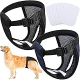 2 Pack Wiederverwendbare Hundewindeln mit 6 Hygienepad Waschbare für Hündinnen bei Monatliche Blutung Waschbare Schutzhose umweltfreundliche , Schwarz und Blau (XL)