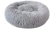 Aldenhoven Goods Hundebett Plüsch Rund Katzenbett Hundekissen Katzenkissen Donut Hundekörbchen (Hellgrau, 50 cm)