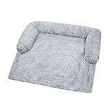Zoomlie Weiche Plüsch-Hundematte, Sofa, beruhigendes Hundebett, ultraweiches Fell, Haustierbetten, weich, waschbar, Kissen, Möbelschutz, Haustierbett für Hunde und Katzen, Größe S, Hellgrau