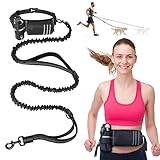 Joggingleine für Hunde,Heelay Gürteltasche zum Laufen Joggen Wandern Joggingleine und Normale Hundeleine für Große Mittelgroße Hunde mit Doppelgriff Bauchgurt Hundeleine mit Reflektierenden Nähten