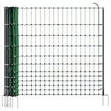 VOSS.farming Geflügelnetz 112cm farmNET 25m, Hühnerzaun Geflügelzaun Hühnernetz, 9 Pfähle 2 Spitzen, Grün, ohne Strom