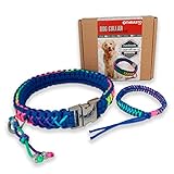 Thrasto Pets Hundehalsband Rainbow One - Handgefertigtes Hundehalsband aus geflochtenem Seil. Paracord-Halskette DREI Maßnahmen, wasserdicht (klein)
