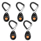 Toozey Hunde Clicker, 5 Stück Clicker mit Handschlaufe, Klicker mit Großem Knopf, Schwarz, Bonus E-Book
