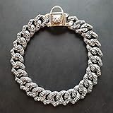 QuQiu Hundehalsband Hundehalsband Edelstahl extrabreite Hundehalskette Haustier Schmuckzubehör verstellbare Hundekette Für kleine, mittlere und große Hunde