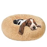 LISKCJG Beruhigendes Hundebett Donut Katzenbett, Kunstpelz-Welpenbett, Bequeme runde Plüsch-Hundebetten, selbsterwärmende Donut-Kuschel, maschinenwaschbar