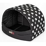 Hobbydog R4 Buscwl5 Hundehütte Souffleur, Größe 4, 60x49cm Schwarz Mit Pfötchen, XL, Schwarz Mit Pfötchen