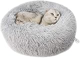 Queta Katzenbett Schöne Tierbett, Klein Hund Bett Haustierbett Plüsch Weich Runden Katze Schlafen Bett (60cm, Hellgrau)