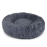 lionto Hundebett rund Hundekissen Hundesofa Katzenbett Donut (XXL) 80 cm Ø Dunkelgrau