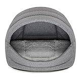 SuperKissen24. Hundehütte Indoor - Hundebett - Hundebox für Kleine Mittlere und Große Hunde und Katzen - Wasserdicht Hundehöhle - Katzenhöhle - 61x45x41 cm - Flachs Grau