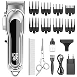 oneisall Hundeschermaschine Schermaschine Hund für Großer Hund Dickes Haar Profi Tierhaarscheidemaschine mit 8 Aufsätze, Elektrische Hundetrimmer Schnurlosen Dog Clippers (Silber)