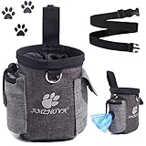 AMZNOVA Futterbeutel für Hunde, Leichte Hunde Leckerlitasche mit Gürtelclip und Abnehmbarem Bund, Hände Frei zum Tragen von Spielzeug, Kibble und Leckereien, Heide-Kaffee