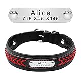PET ARTIST Leder Hundehalsband mit Namen Gravur, Personalisiertes Hund Halsband Hundenamen geflochten für Hunde, Rot Blau M/L/XL