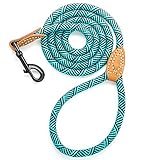 Mile High Life Lederleine mit verstärktem Griff für Bergsteigen und Hunde, mit robustem Metallverschluss (1,2 m, 1,5 m, 1,8 m), 4 FT, Türkis Grün