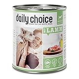 daily choice - 6 x 800 g - Nassfutter für Hunde - getreidefrei - Mit Lamm - 70% Frischfleisch- und Innereienanteil Optimale Verträglichkeit