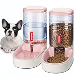 XingCheng-Sport Automatischer Futterautomat Kleine & Mittlere Haustiere Automatischer Futter- und Tränkesatz 3.8L, Reisefutterautomat und Wasserspender für Hunde Katzen Haustiere Tiere (Pink)