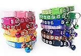 Egurs 12 Stück/Set Katzenhalsband Welpenhalsbänder mit Glöckchen Sicherheitsschnalle Verstellbar Süß Haustier Halsband 19-32cm für Kleiner Hund Welpen Katze
