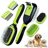 Sammiu Haustierpflege-Bürste 5 in 1 Haustier-Massage-Kit Hundebürste Katzenbürste Bad/Borste/Nadelbürste Enthaarungswerkzeug für Hunde und Katzen mit Langen oder kurzen Haaren